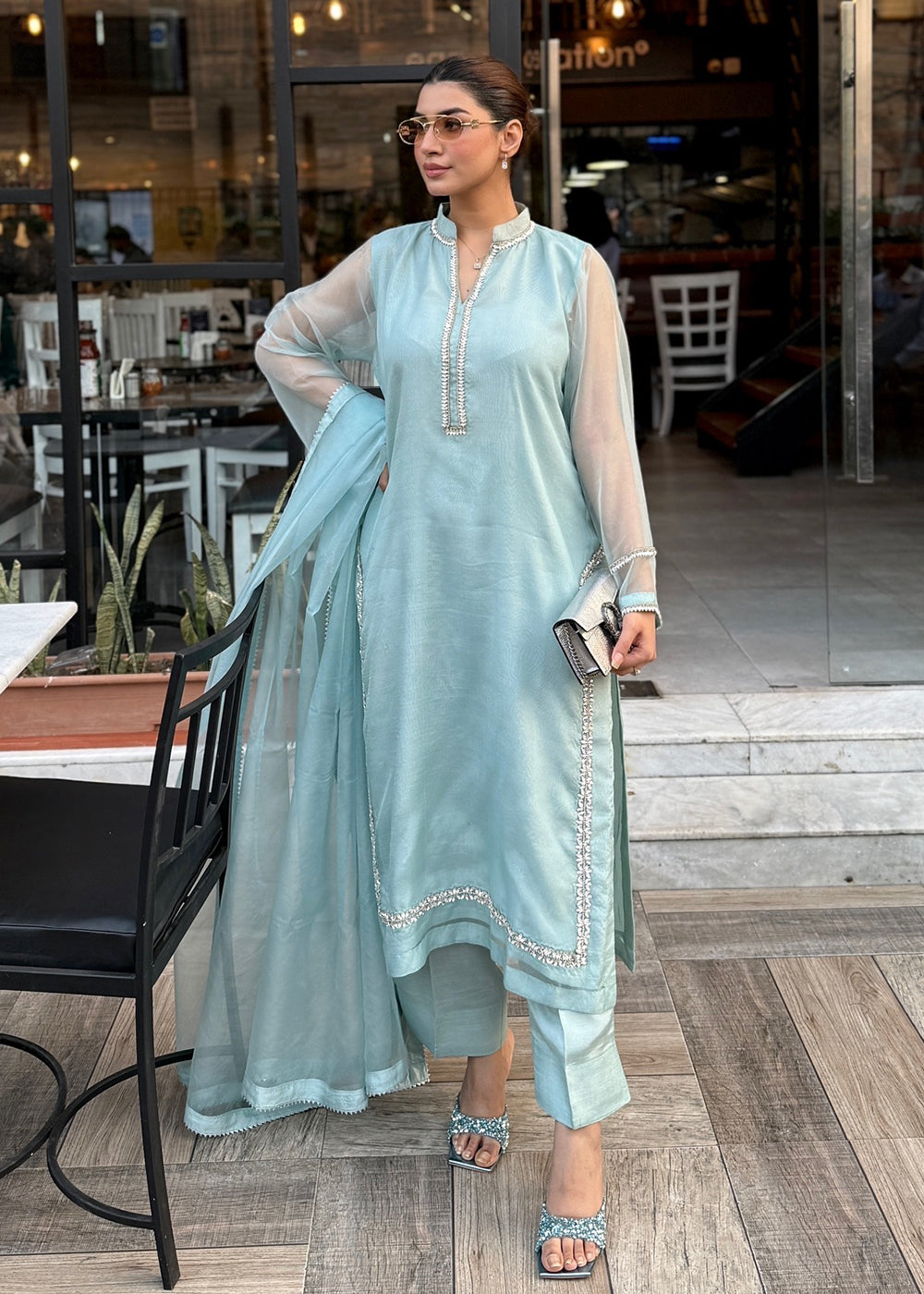 3-Piece Embellished Organza Suit