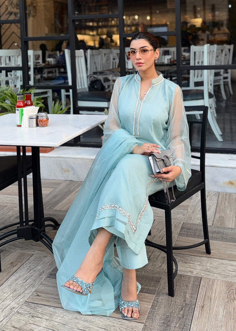 3-Piece Embellished Organza Suit