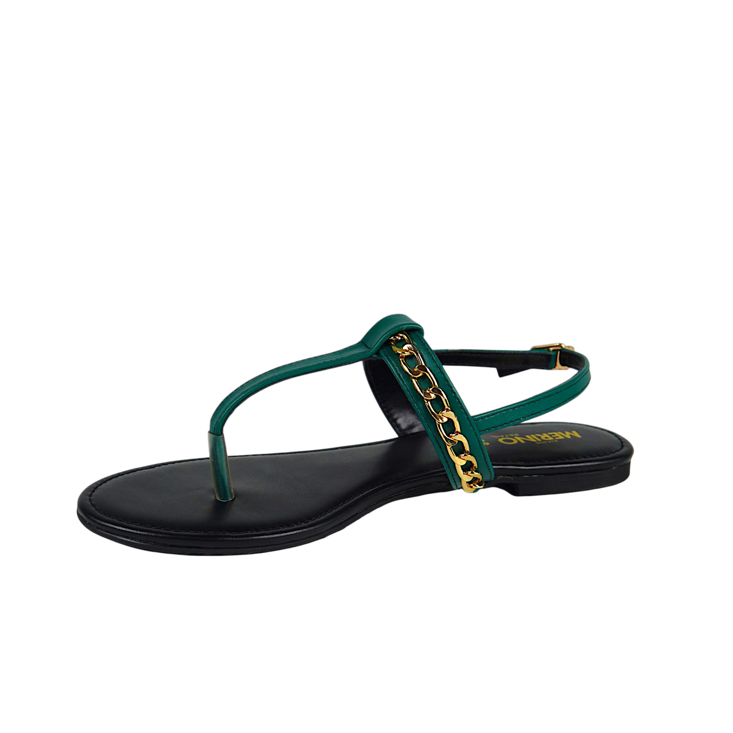 Merino Luxe Chain Sandal – Emerald Black