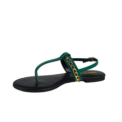 Merino Luxe Chain Sandal – Emerald Black