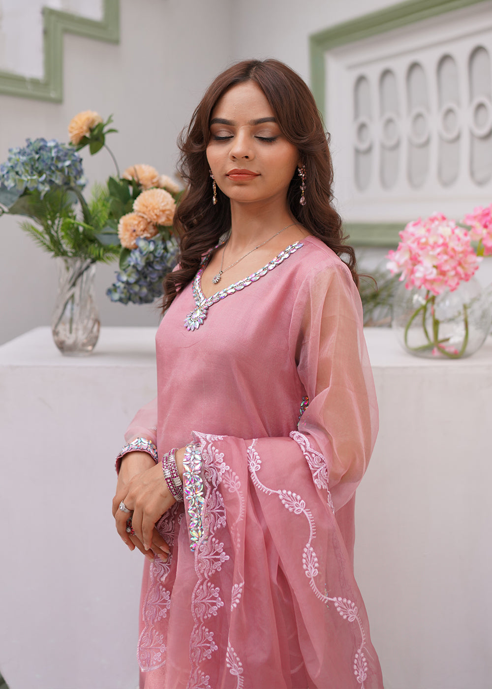 3-Piece Embellished Organza Suit