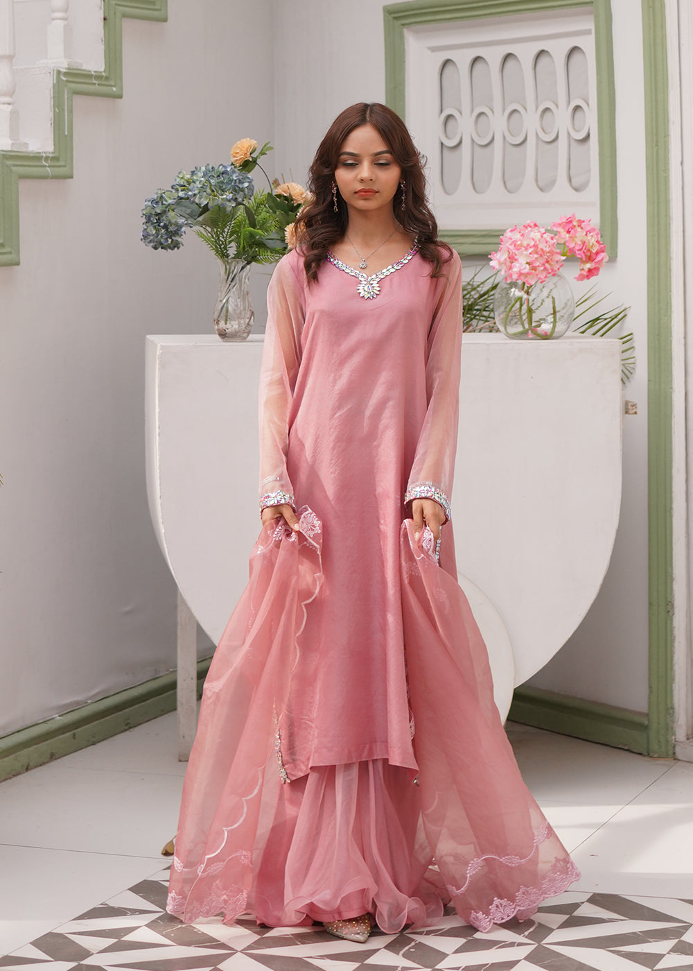 3-Piece Embellished Organza Suit